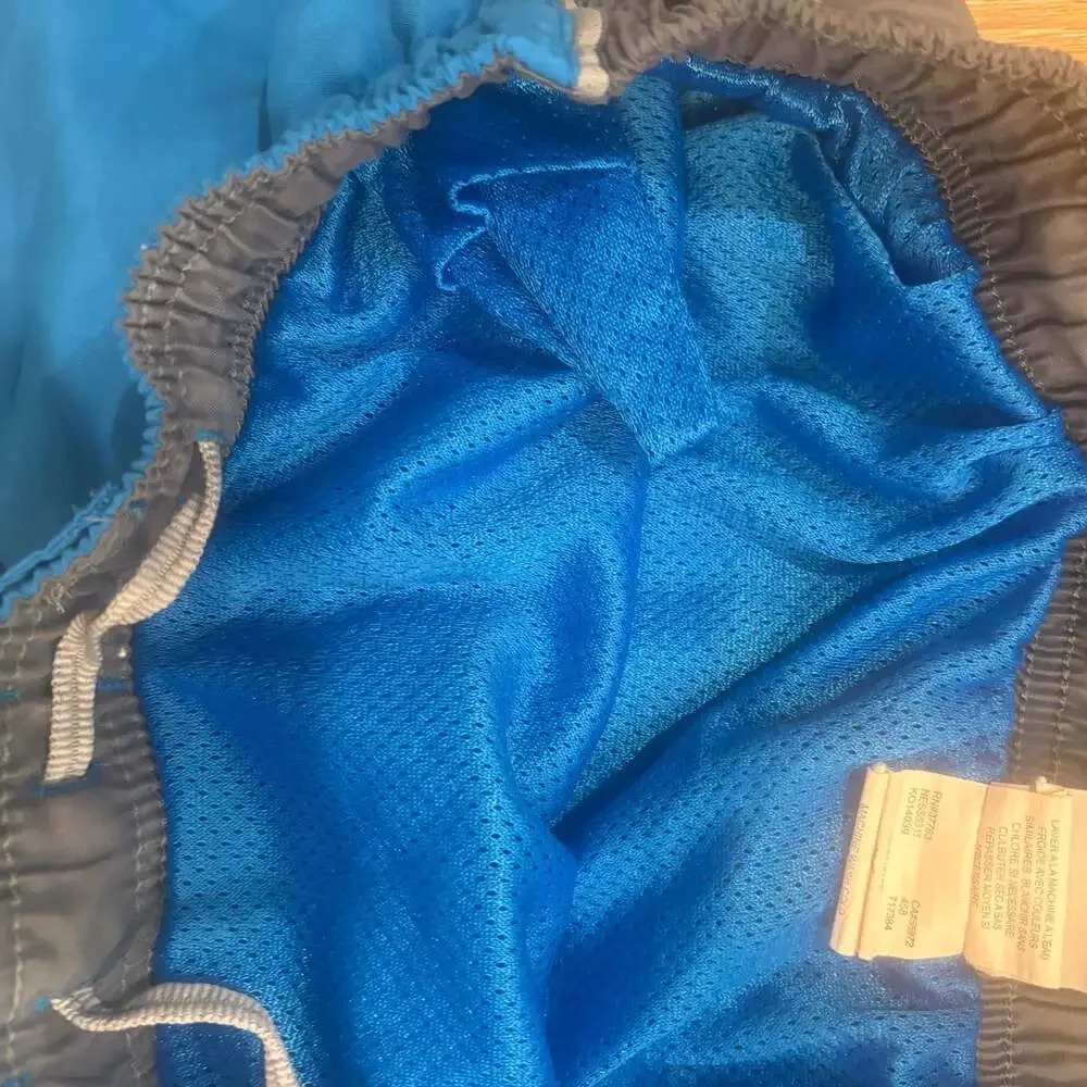 Nike Mens Lined Swim Trunks Blue Gray Running Shorts Pockets Drawstring Size L